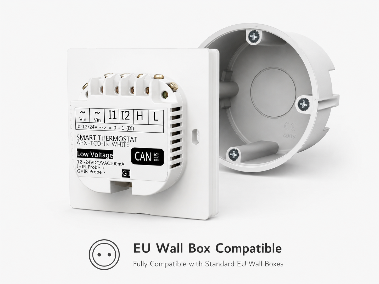 SmartAPEX thermostat back unit with EU wall box