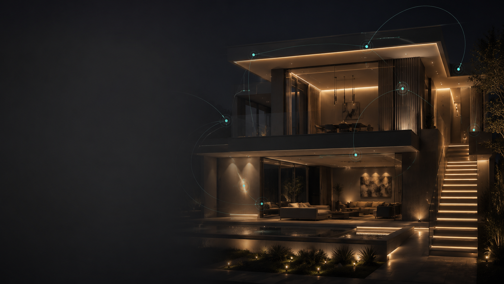 Modern villa lighting scene