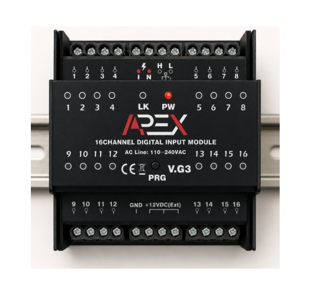 SmartAPEX APX-DI16-BA, 16-channel digital input module, front view